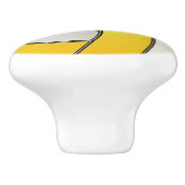 Geel en wit volleybal keramische knop (Zijkant)
