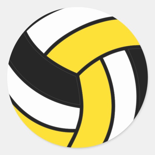 Geel en wit volleybal ronde sticker (Voorkant)