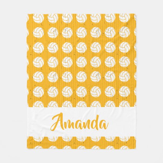 Geel en wit Volleybalpatroon Fleece Deken (Voorkant)