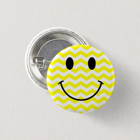 Geel en wit Zigzag Face Button (Voorkant /achterkant)