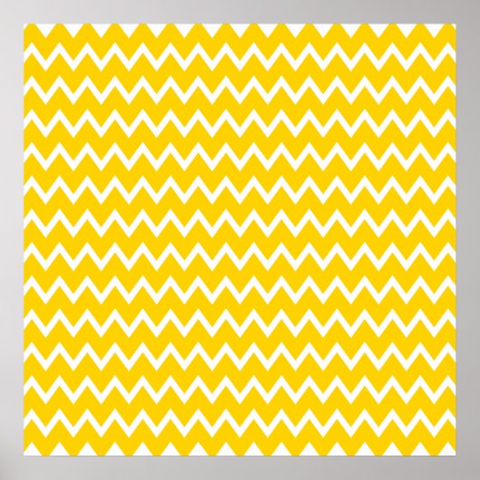 Geel en wit Zigzag Patroon Poster (Voorkant)