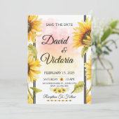 Geel en wit Zonnebloem Bloemen Outdoor Wedding Kaart (Staand voorkant)