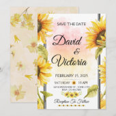 Geel en wit Zonnebloem Bloemen Outdoor Wedding Kaart (Voorkant / Achterkant)