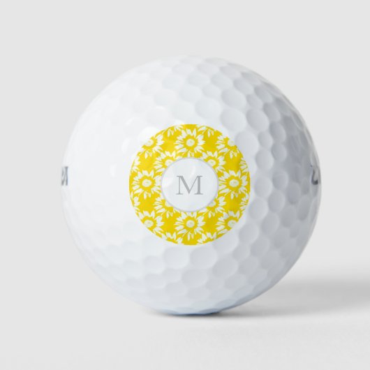 Geel en wit zonnebloempatroon golfballen (Voorkant)
