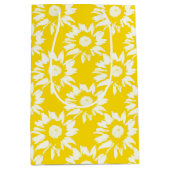 Geel en wit zonnebloempatroon medium cadeauzakje (Voorkant)
