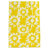 Geel en wit zonnebloempatroon medium cadeauzakje (Achterkant)