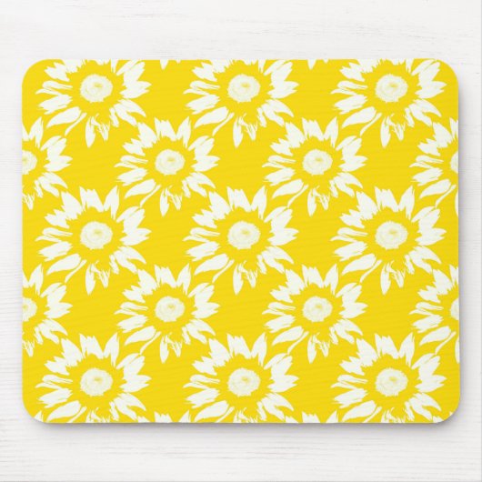 Geel en wit zonnebloempatroon muismat (Voorkant)