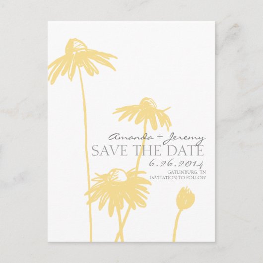 Geel en wit Zwarte Ogen Susan Save the Date Aankondigingskaart (Voorkant)