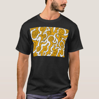 Geel en wit zwenken en golven. Abstract patroon T-shirt