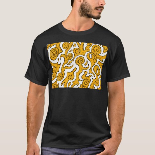 Geel en wit zwenken en golven. Abstract patroon T-shirt (Voorkant)