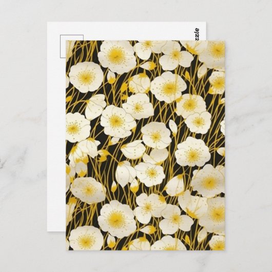 Geel en witte bloemen Chiyogami Briefkaart (Voorkant / Achterkant)