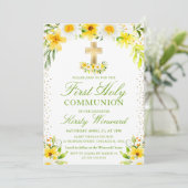 Geel en Witte Dagen Eerste Heilige Communie Kaart (Staand voorkant)