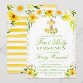 Geel en Witte Dagen Eerste Heilige Communie Kaart (Voorkant / Achterkant)