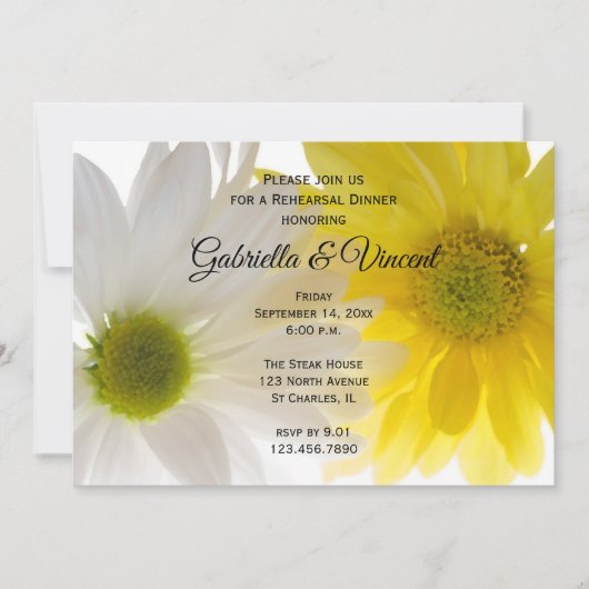 Geel en Witte Dagen Wedding Rehearsal Dinner Kaart (Voorkant)