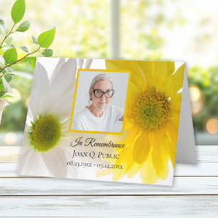Geel en witte Daisies begrafenis gedenkteken sympa Bedankkaart