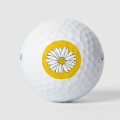 Geel en Witte Daisy 2 Golfballen (Voorkant)