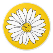 Geel en Witte Daisy 2 Keramische Knop (Voorkant)