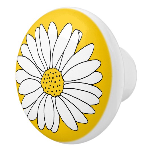 Geel en Witte Daisy 2 Keramische Knop (Rechts)