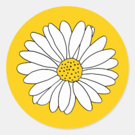 Geel en Witte Daisy 2 Ronde Sticker