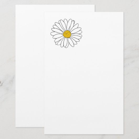 Geel en Witte Daisy Briefpapier (Voorkant / Achterkant)