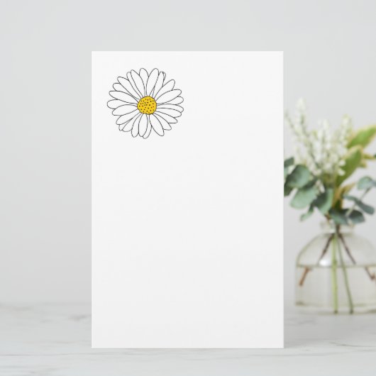 Geel en Witte Daisy Briefpapier (Staand voorkant)