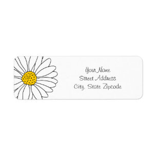 Geel en Witte Daisy Etiket