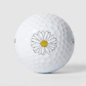 Geel en Witte Daisy Golfballen (Voorkant)