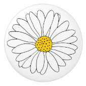 Geel en Witte Daisy Keramische Knop (Voorkant)