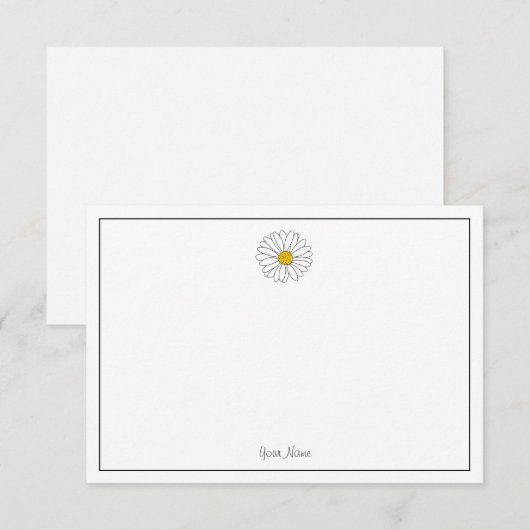 Geel en Witte Daisy Notitiekaartje (Voorkant / Achterkant)