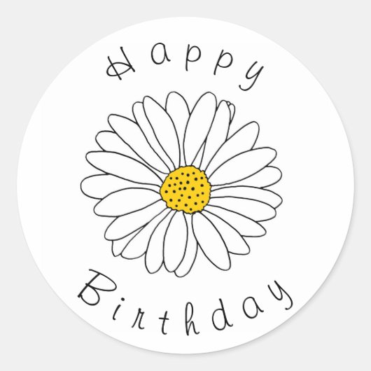 Geel en Witte Daisy Ronde Sticker (Voorkant)