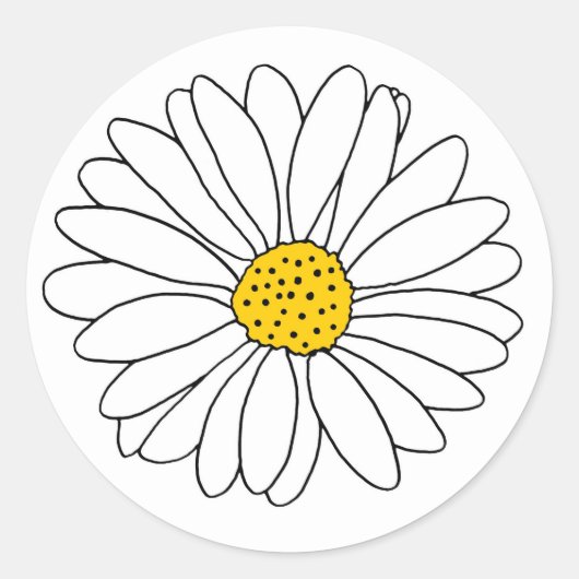 Geel en Witte Daisy Ronde Sticker (Voorkant)