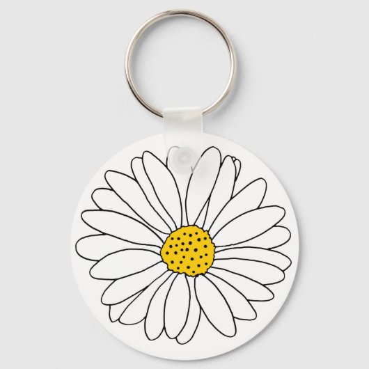 Geel en Witte Daisy Sleutelhanger (Voorkant)