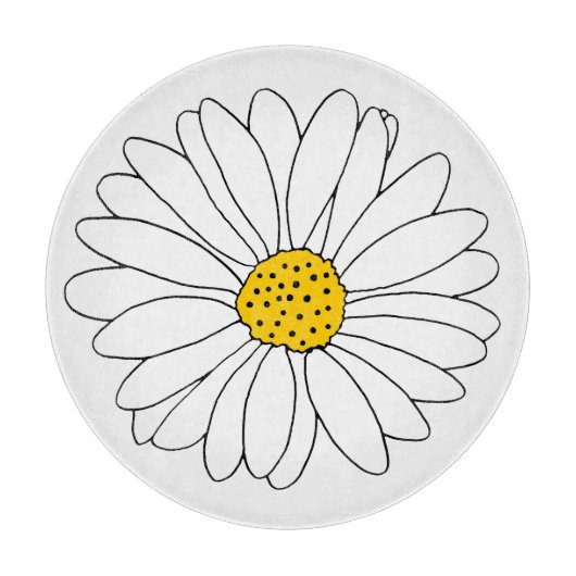 Geel en Witte Daisy Snijplank (Voorkant)
