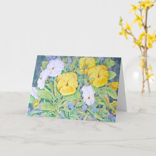 Geel en Witte Pansies Kaart (Gele Bloem)
