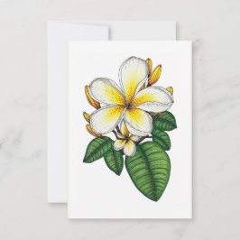 Geel en Witte Plumeria Hawaiian Bedankkaart