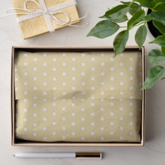 GEEL EN WITTE POLKA DOTS TISSUEPAPIER (Geschenk)