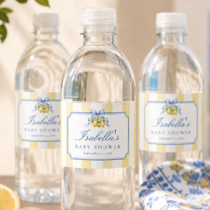 Geel en witte strepen Chic Citroen Baby Borrel Waterfles Etiket