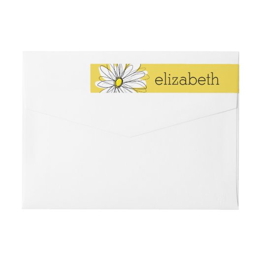 Geel en Witte Whimsical Daisy met de Tekst van de (Achterkant)