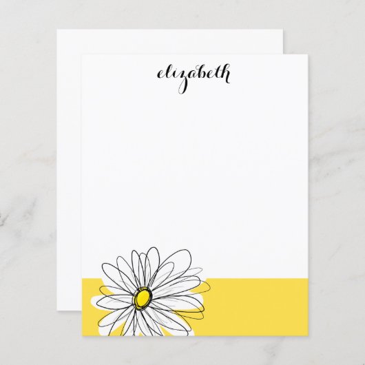 Geel en Witte Whimsical Daisy met de Tekst van de  (Voorkant / Achterkant)