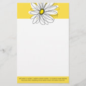 Geel en Witte Whimsical Daisy met de Tekst van de  Briefpapier (Voorkant)
