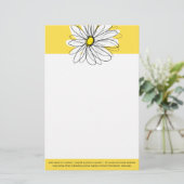 Geel en Witte Whimsical Daisy met de Tekst van de  Briefpapier (Staand voorkant)