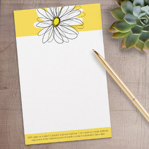 Geel en Witte Whimsical Daisy met de Tekst van de Briefpapier