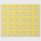 Geel en Witte Whimsical Daisy met de Tekst van de  Cadeaupapier (Vlak)