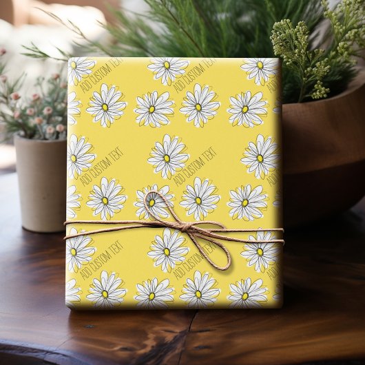 Geel en Witte Whimsical Daisy met de Tekst van de  Cadeaupapier