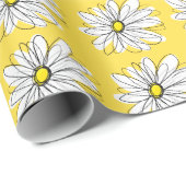 Geel en Witte Whimsical Daisy met de Tekst van de  Cadeaupapier (Rol Hoek)