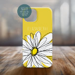 Geel en Witte Whimsical Daisy met de Tekst van de  Case-Mate iPhone 14 Pro Max Hoesje<br><div class="desc">Een zand en griezelig stuk van hipster. Je kunt een naam,  een monogram of een andere aangepaste tekst toevoegen. Als u de kunst rond moet bewegen,  klik op de aanpassingsknoop om veranderingen aan te brengen.</div>
