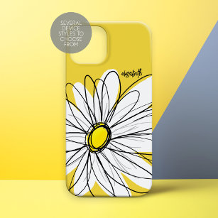 Geel en Witte Whimsical Daisy met de Tekst van de  Case-Mate iPhone Case