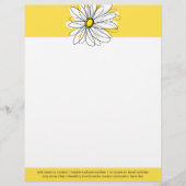 Geel en Witte Whimsical Daisy met de Tekst van de Custom Briefhoofd (Voorkant)