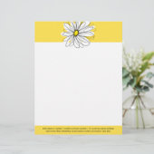 Geel en Witte Whimsical Daisy met de Tekst van de Custom Briefhoofd (Staand voorkant)