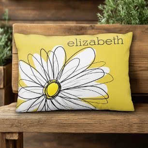 Geel en Witte Whimsical Daisy met de Tekst van de  Decoratief Kussen